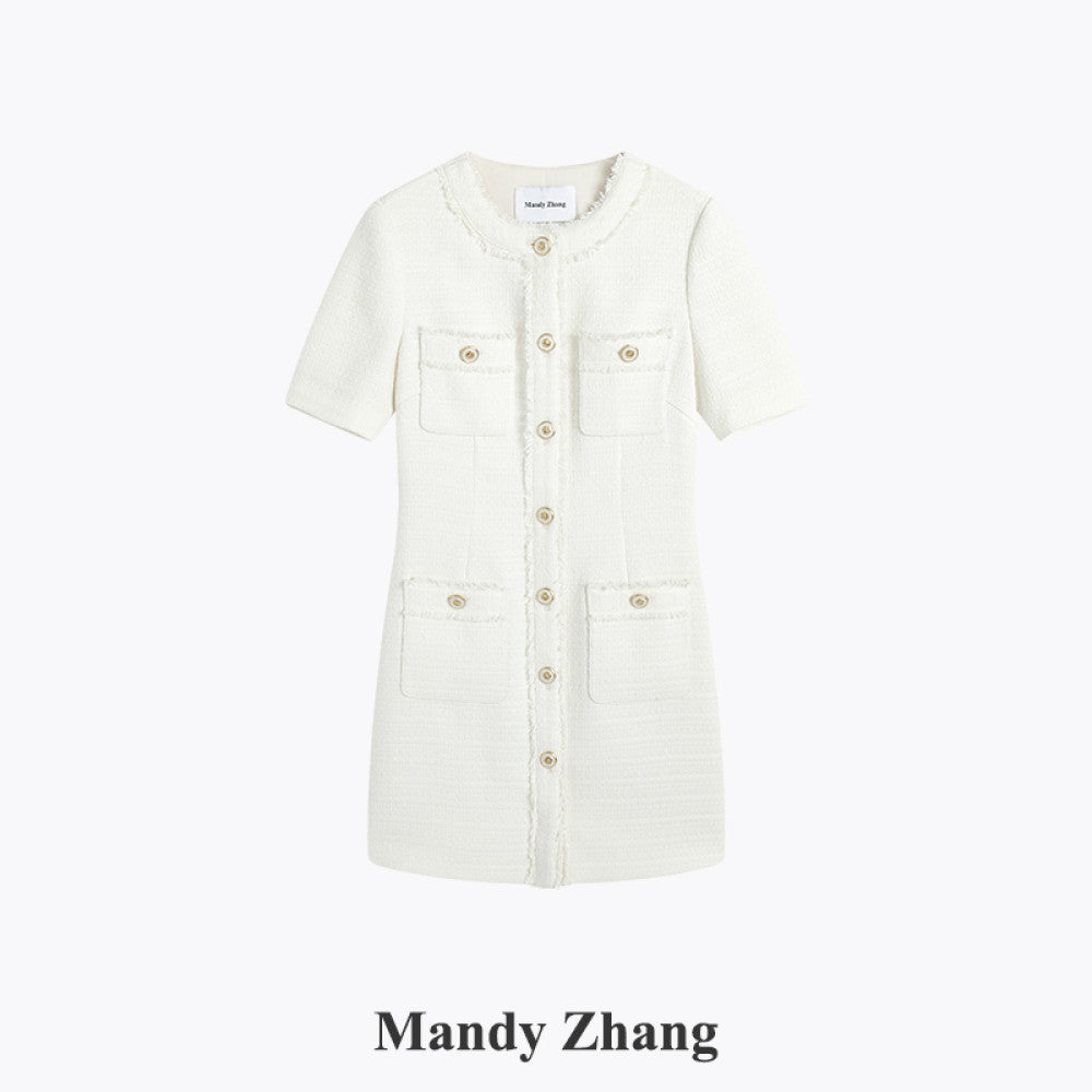 MandyZhang Pink Qianjin Style Small Fragrant Style Qianjin Dress Women s Summer French Short Skirt Engagement Dress image 36