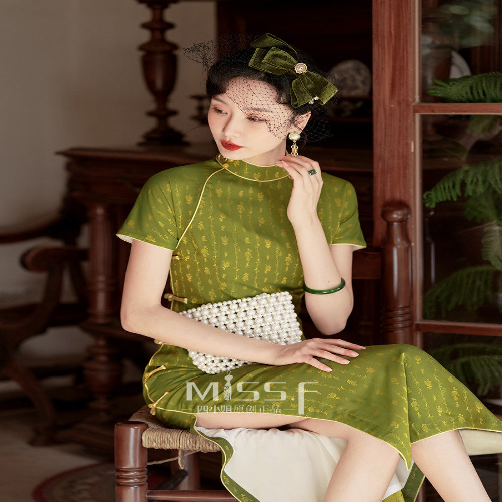 Four Miss Beautifully Improved Green New Chinese Graduation Dress Cheongsam Women 2025 New Summer Youth Style Daily image 3