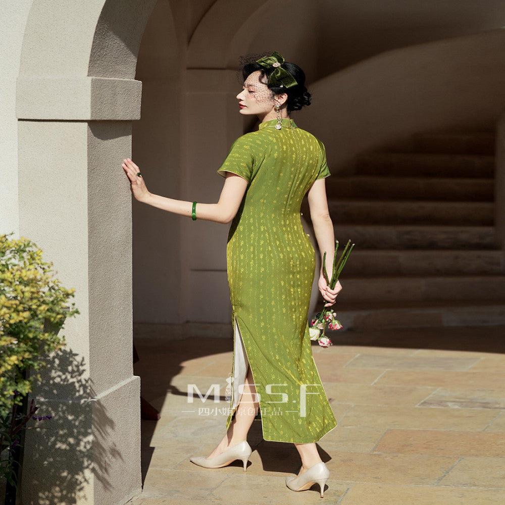 Four Miss Beautifully Improved Green New Chinese Graduation Dress Cheongsam Women 2025 New Summer Youth Style Daily image 5