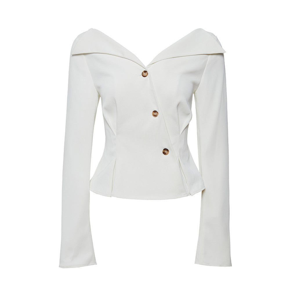 AEL original custom design feeling lapel and waist cinched V neck shirt for women autumn new commuter French top for women image 22