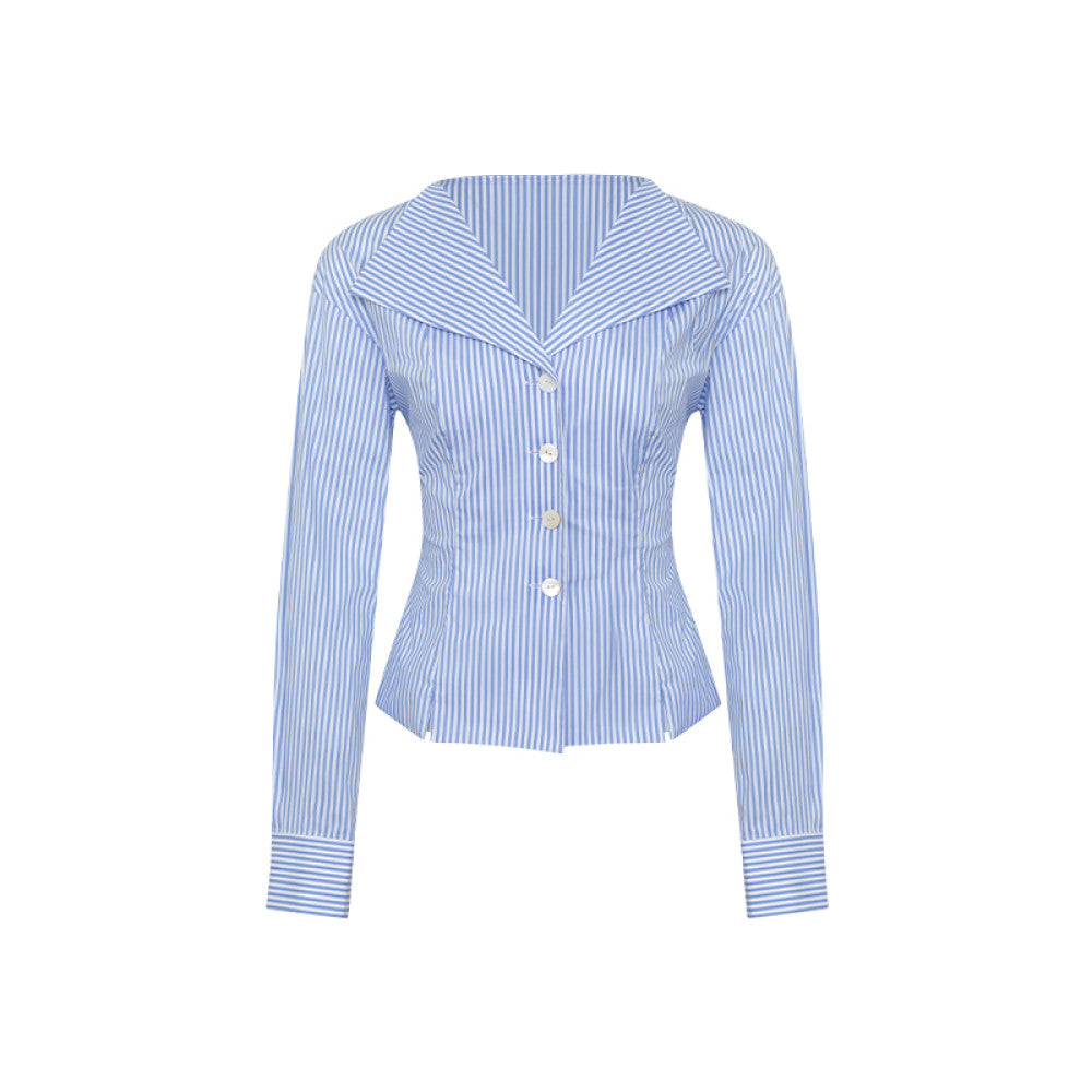 AEL original custom design feeling lapel and waist cinched V neck shirt for women autumn new commuter French top for women image 32