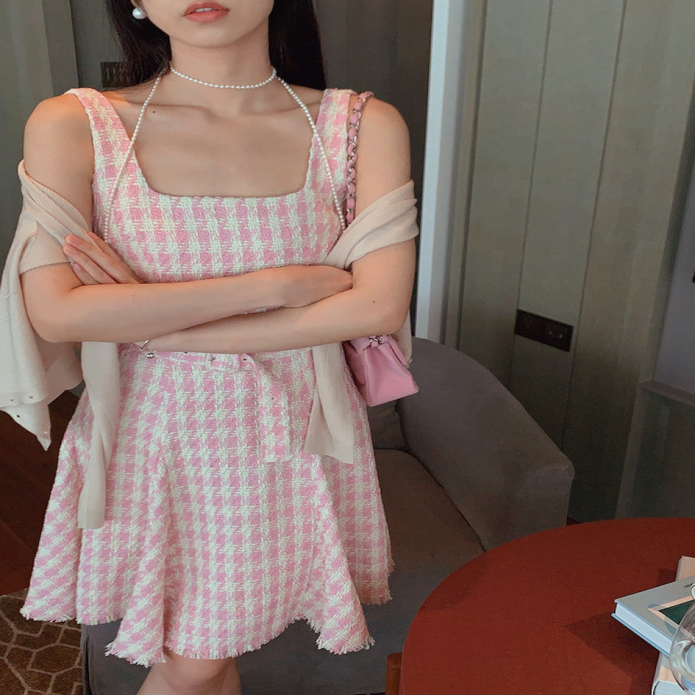 ASAYA3542 "pastel houndstooth" dress
