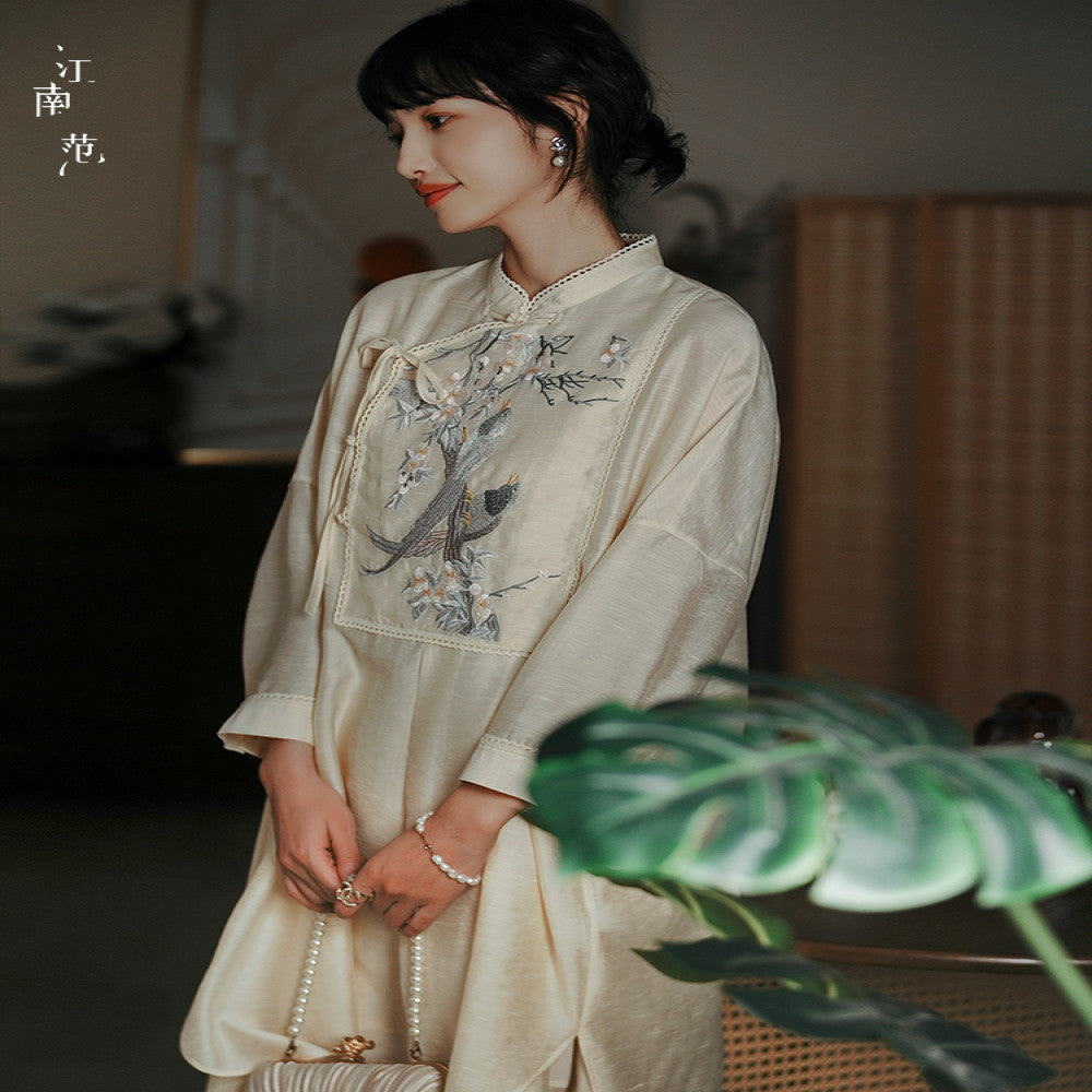 Jiangnan style new and improved version of cheongsam young style two piece set loose fit a swing 2024 summer slightly overweight covering the belly and showing off thinness image 0