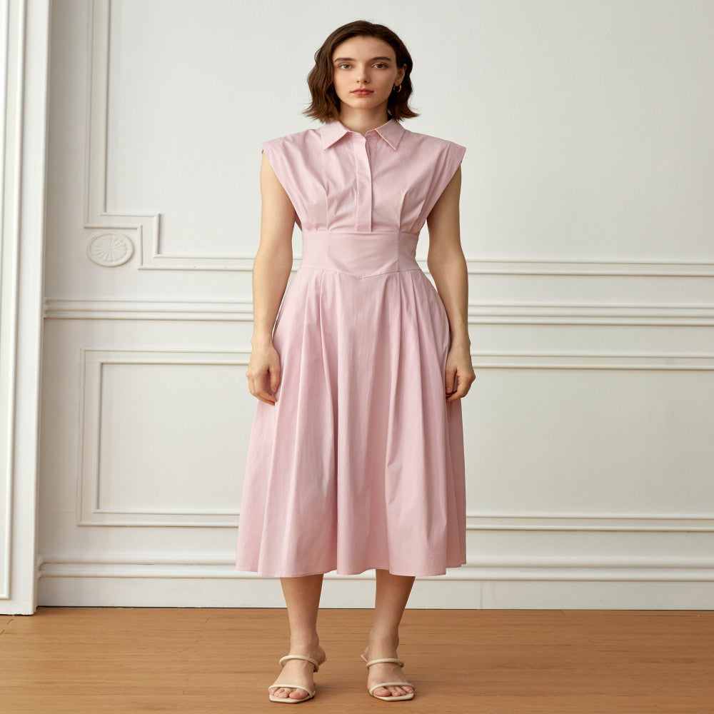 Classic Wardrobe AEL Original Sleeveless Shirt Dress 2025 Summer New Style Collection Waist Lining Dress image 36