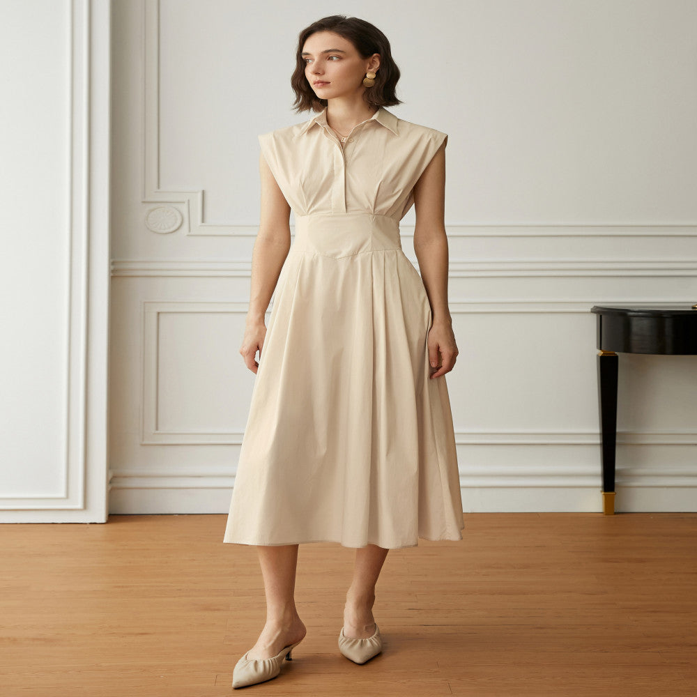 Classic Wardrobe AEL Original Sleeveless Shirt Dress 2025 Summer New Style Collection Waist Lining Dress image 37