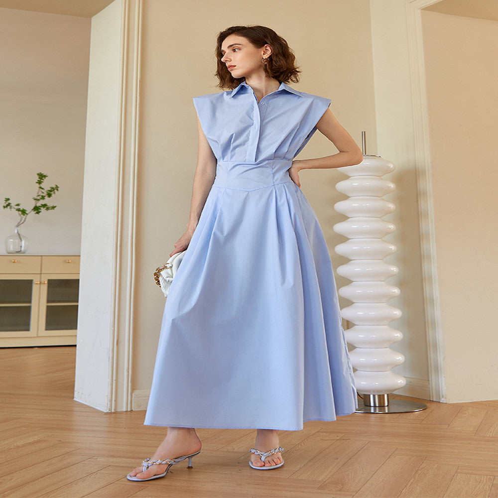 Classic Wardrobe AEL Original Sleeveless Shirt Dress 2025 Summer New Style Collection Waist Lining Dress image 0