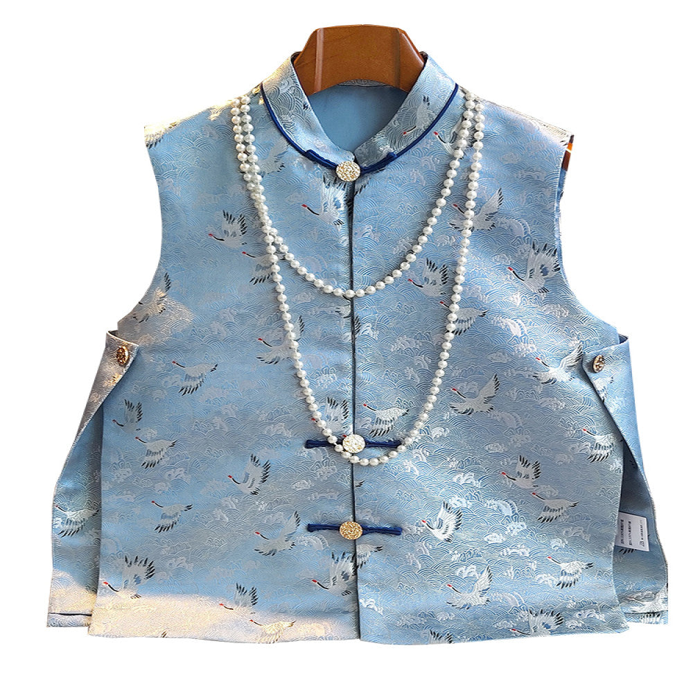 Chinese style Song brocade jacquard vest women s design sense niche retro Chinese style button up sleeveless Tang style top trendy image 5