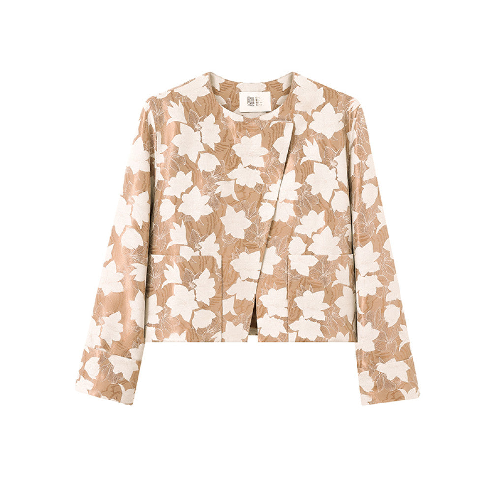 Ruyi Lianyun Spring and Autumn New Round Neck Slant Hemp Jacquard Short Coat Women s Chinese Style Retro New Chinese Style Falling Shoulder Sleeve Top image 12