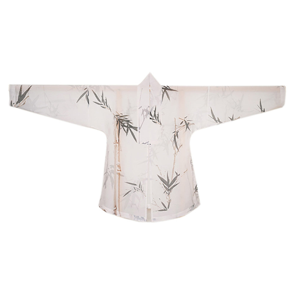 Blank Original Ink Bamboo Original Ming Dynasty Hanfu National Style Silk Acetate Non Wrinkled Narrow Sleeve Collar Short Shirt Ma Mian Skirt image 6