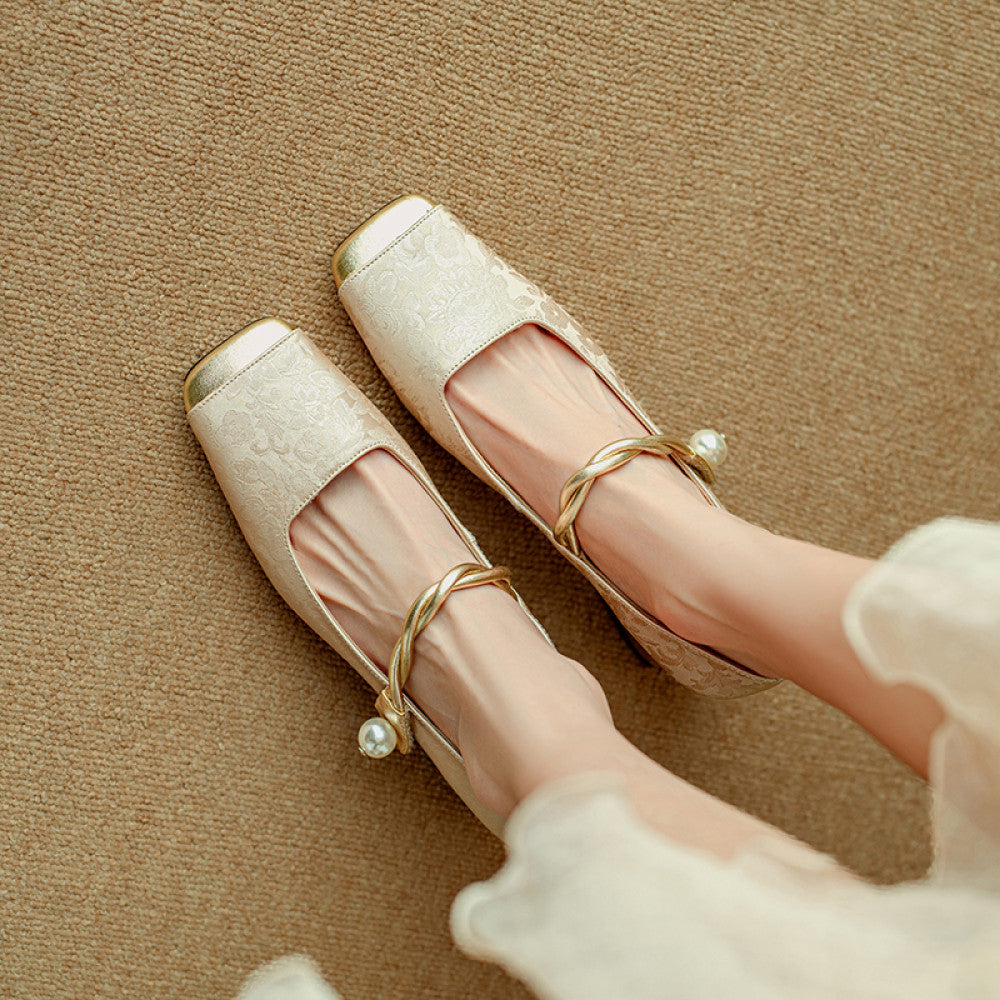 Mu Xiaoxi WvavW New Chinese Style Qipao High Heels Embroidered Satin Square Head French Mary Jane Single Shoes image 24