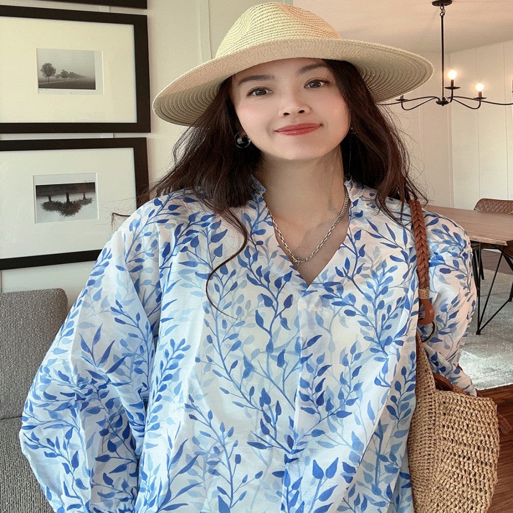 Navy Keys Lightweight Mulberry Silk Cotton V neck Elegant Thin Soft Shirt Loose Fashion Shirt Hoodie image 0