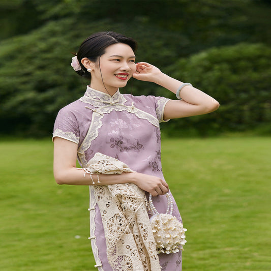ASAYA3394 Satin summer style double-breasted daily traditional cheongsam