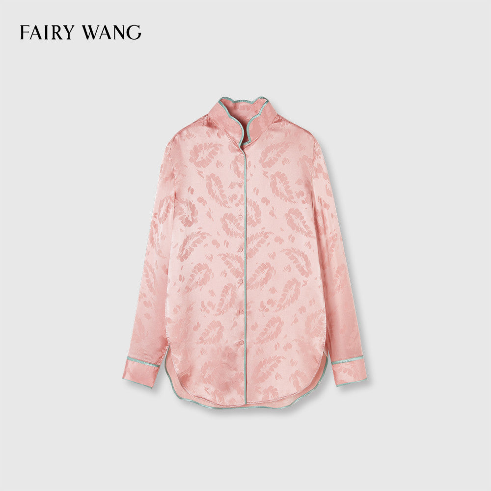 FAIRY WANG Italy Imported Bottom Fabric 100 Mulberry Silk Feather Jacquard New Chinese Style Set image 10
