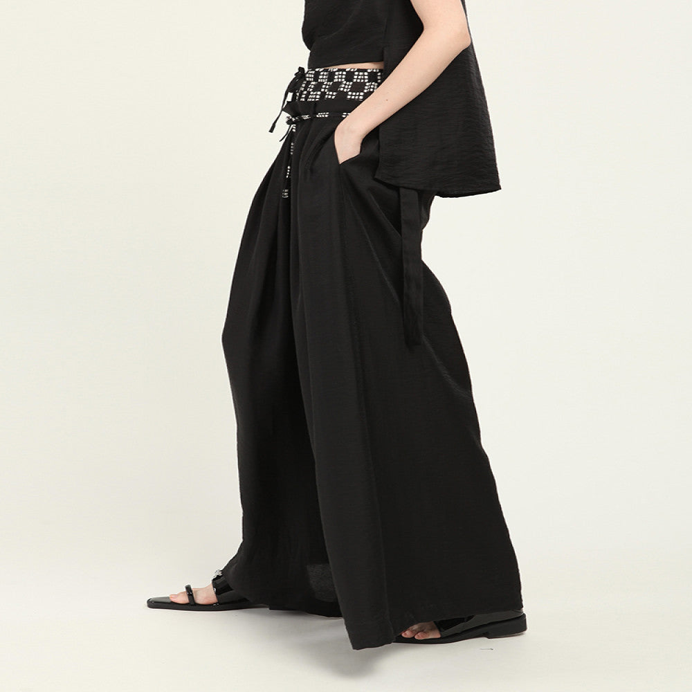 MIA HAN Spring New Product Women s Versatile Handsome Fairy Style Double Waist Wide Leg Pants Skirts Pants Casual Pants image 3