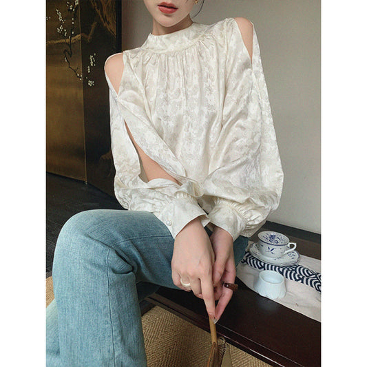 ASAYA3309 Dimple custom white off-shoulder stand collar