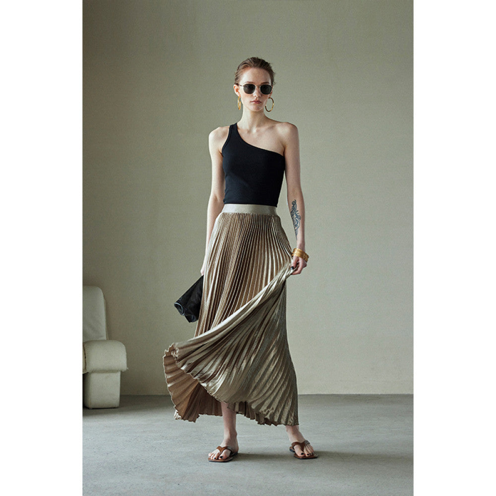 Spot Mogas Gilded Mermaid Ji Heavy Industry High Definition Three Dimensional Folded Half Body Skirt with Hanging Feel Hundred Fold Skirt for Women Summer image 35