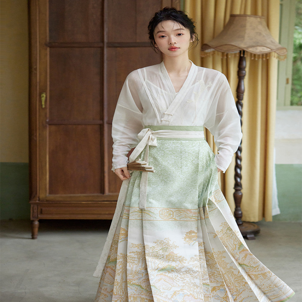 Original Hanfu Shuli Nian Nian Nian Hanfu Original Hanfu Shuli Nian Nian Nian Nian Nian You Can Wear Ma Mian Skirt Women s Set Round Neck Short Shirt Autumn 2024 image 66