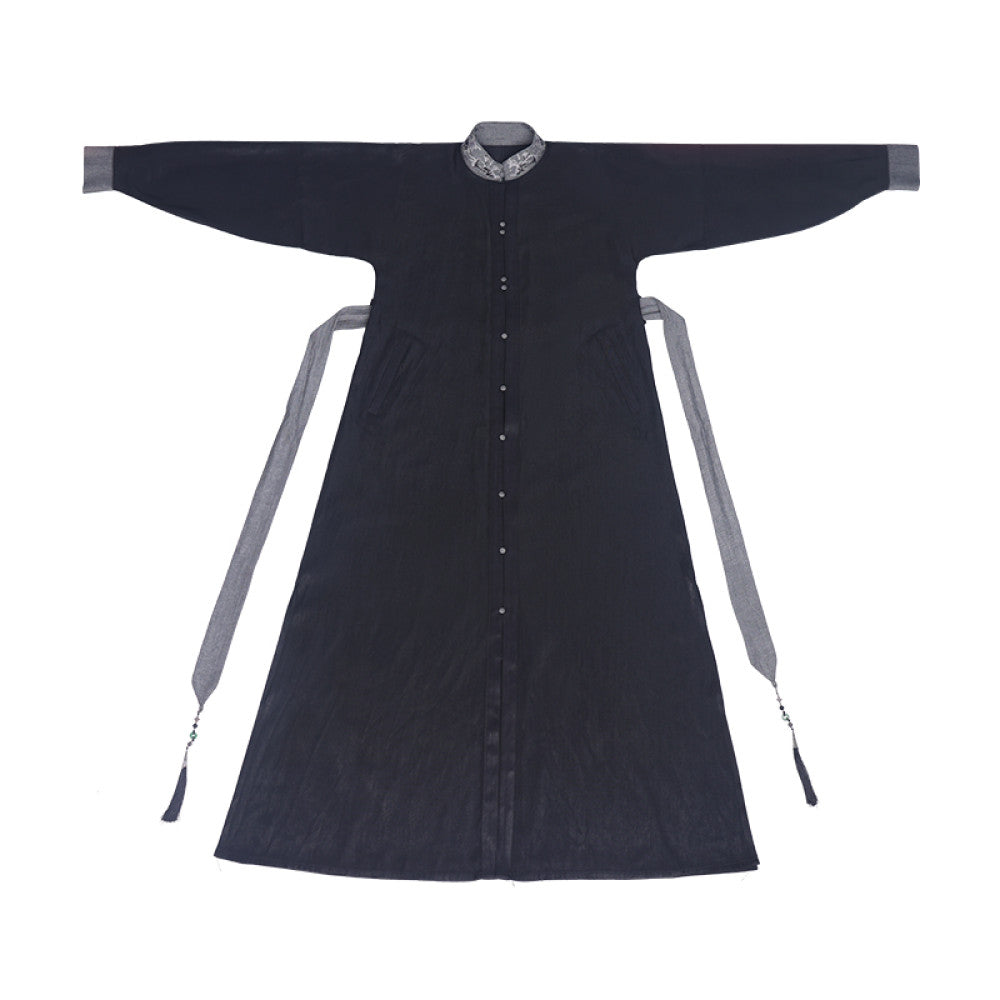 Dreaming Together Trending Together Creating Chinese Style Original Improvement Stand up Collar Hanfu Dress Long Shirt Commuting Daily Work Wearing Spring and Autumn image 14