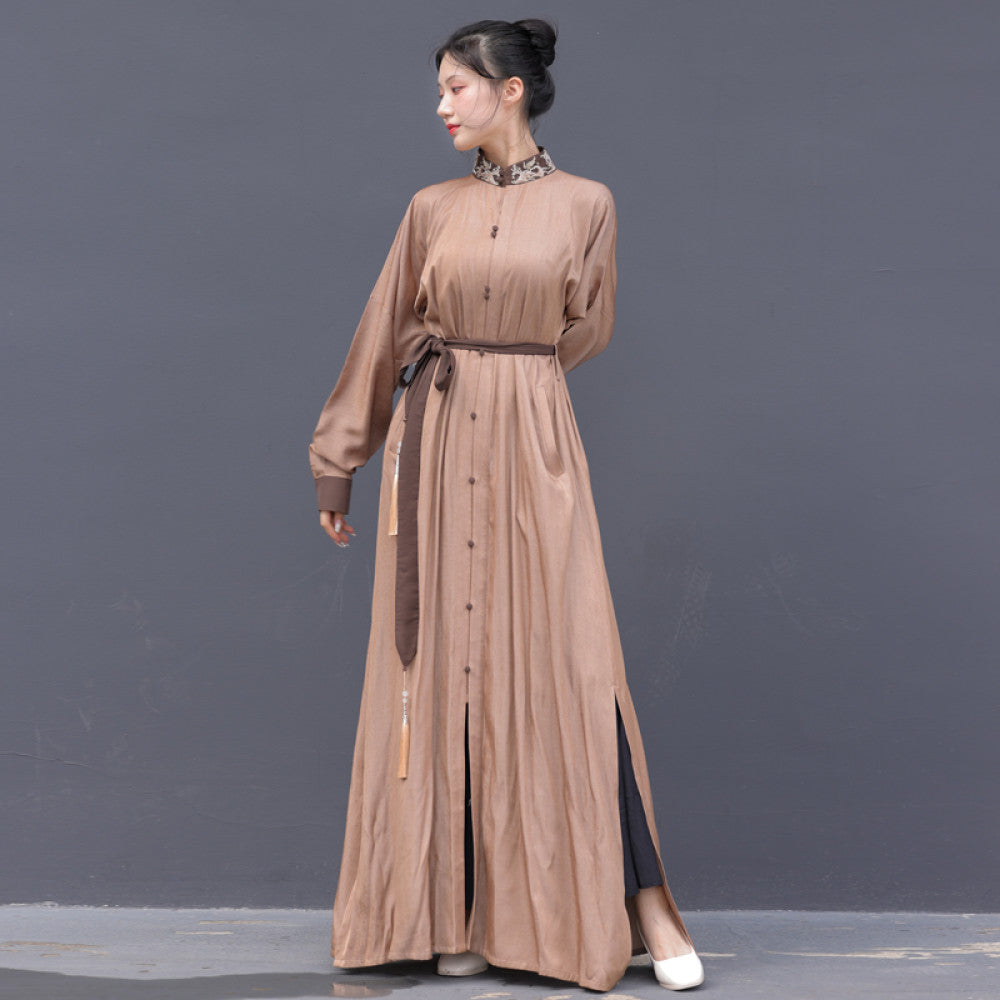 Dreaming Together Trending Together Creating Chinese Style Original Improvement Stand up Collar Hanfu Dress Long Shirt Commuting Daily Work Wearing Spring and Autumn image 39
