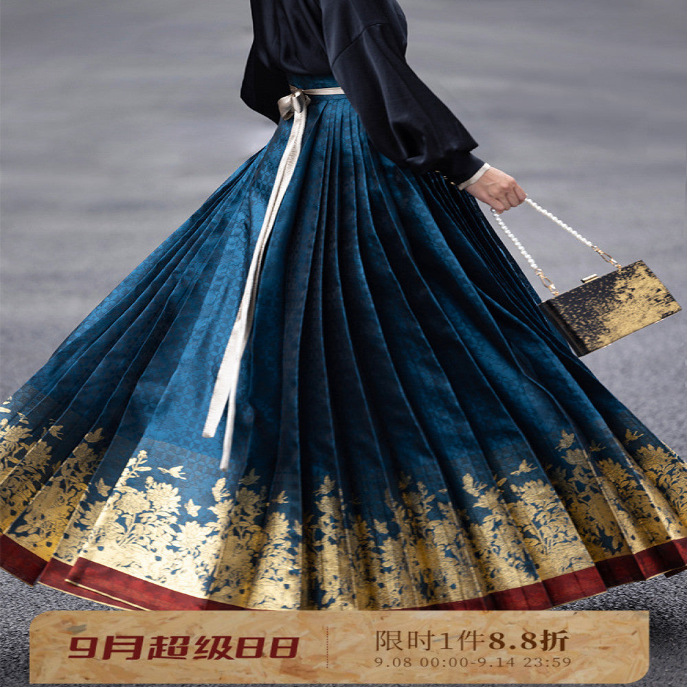 Dreamlike national color peony red border woven gold 6 meter daily Hanfu set engagement toast dress looks slim and long horse face skirt image 29