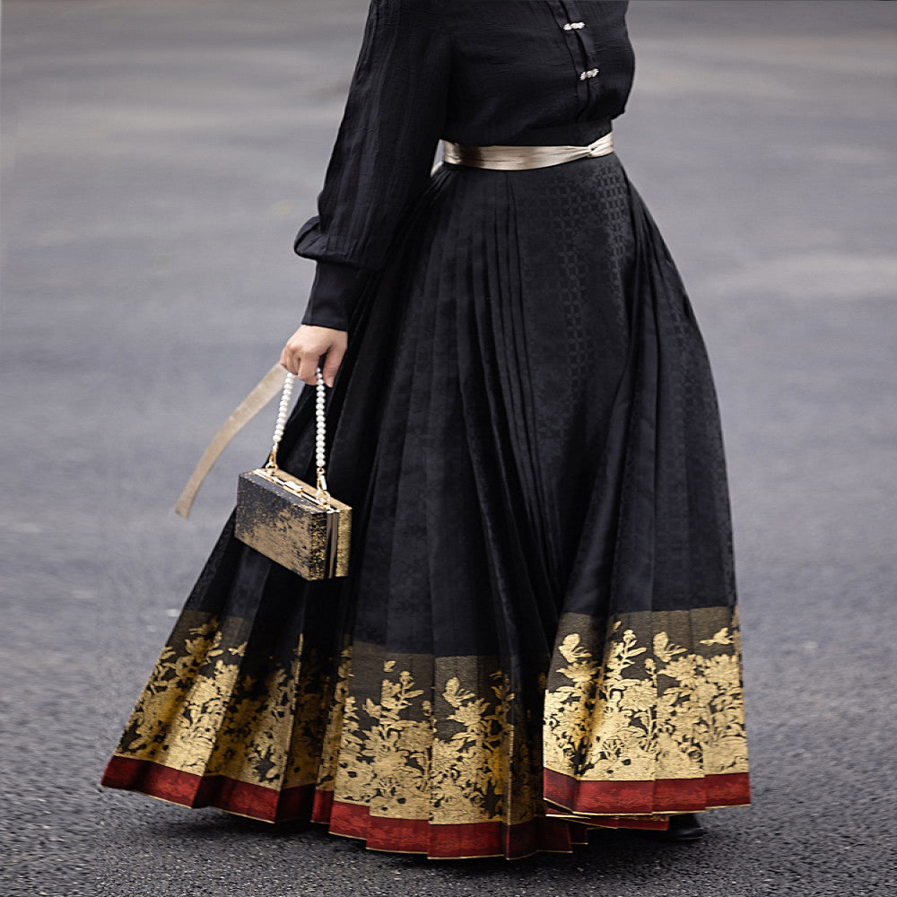 Dreamlike national color peony red border woven gold 6 meter daily Hanfu set engagement toast dress looks slim and long horse face skirt image 32