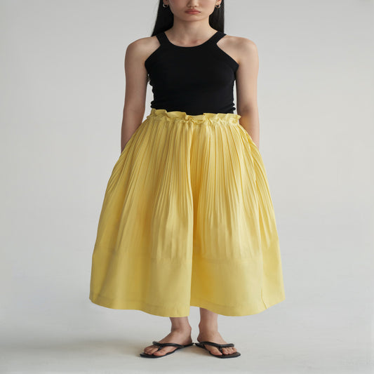 ASAYA3222 Pleated three-dimensional texture fungus edge A-line skirt