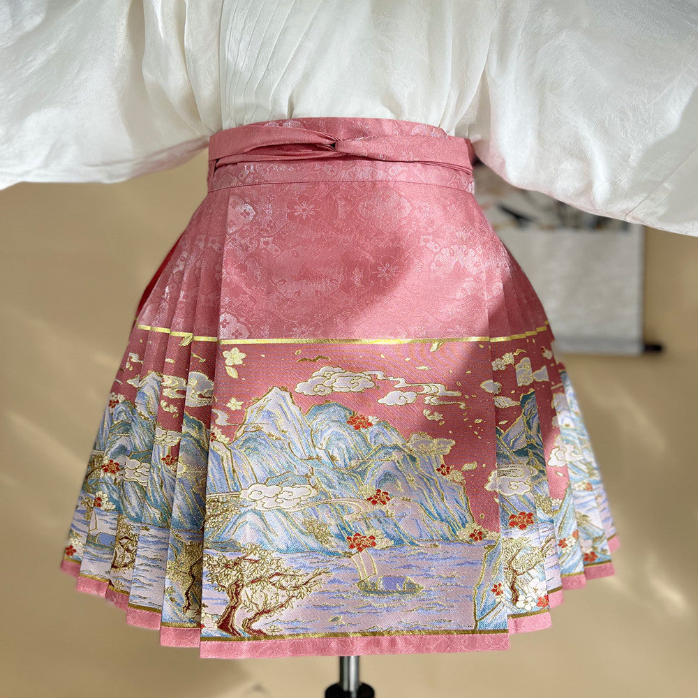 Summer style Qianli Jiangshan short horse face skirt daily commuting girl wear national style new Chinese style Ruolanxi original image 29