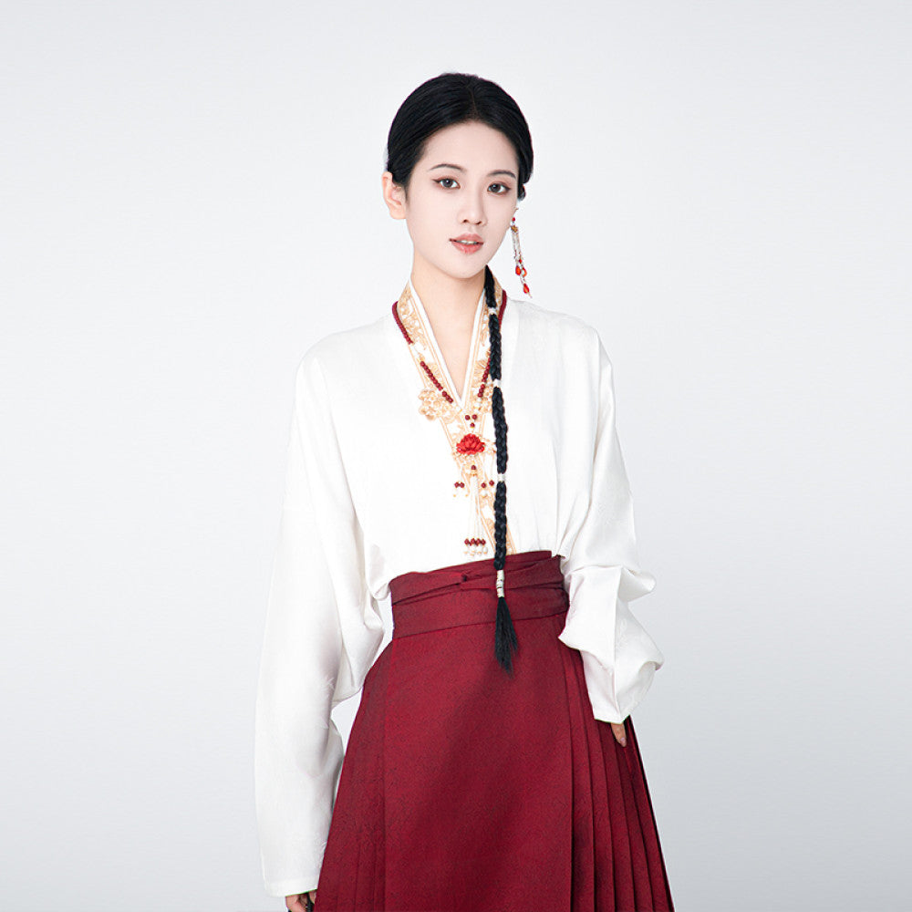 Chen Xueji s First Sight Happiness Original Chinese Style Element Half Body Skirt Ming Hanfu Women s Horse Face Skirt Wedding Dress Gift Dress Women image 21