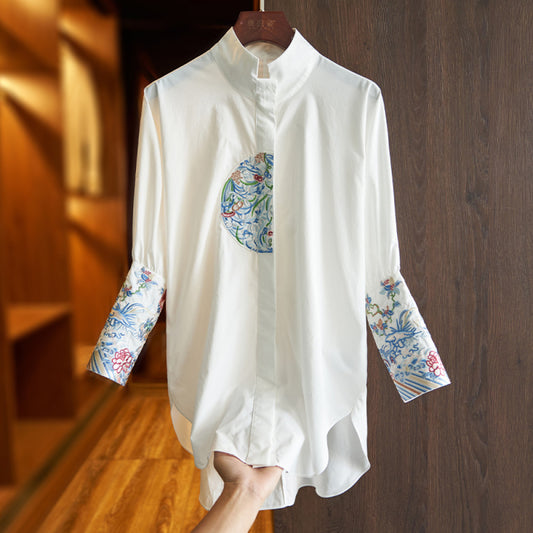 ASAYA3191 Autumn new design niche retro embroidery high-end national trend top