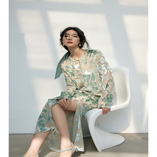 ASAYA3180 beautiful three-dimensional floating velvet jacquard top