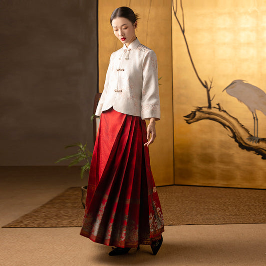ASAYA3170 New Chinese Style National Style Improved Horse Face Skirt