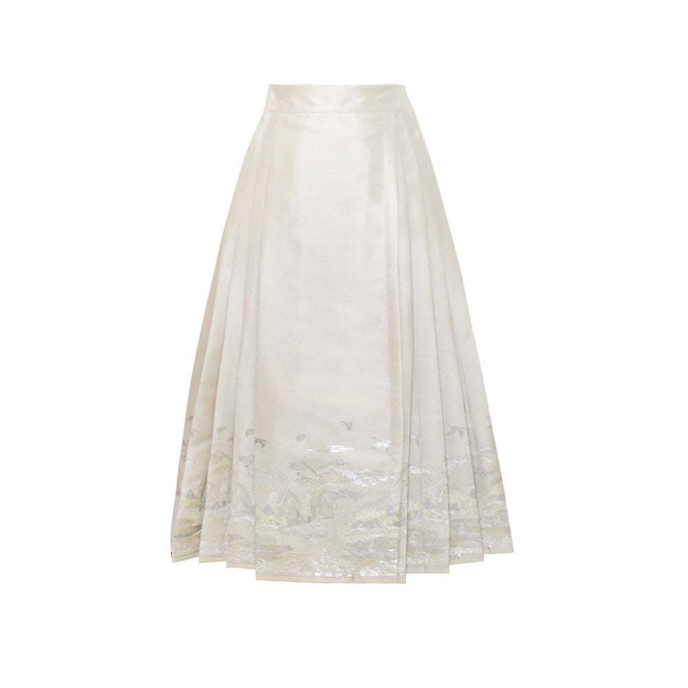 Chu Chan Ming Hanfu woven gold horse face skirt set autumn new style new Chinese style commuting daily jacquard half skirt image 5