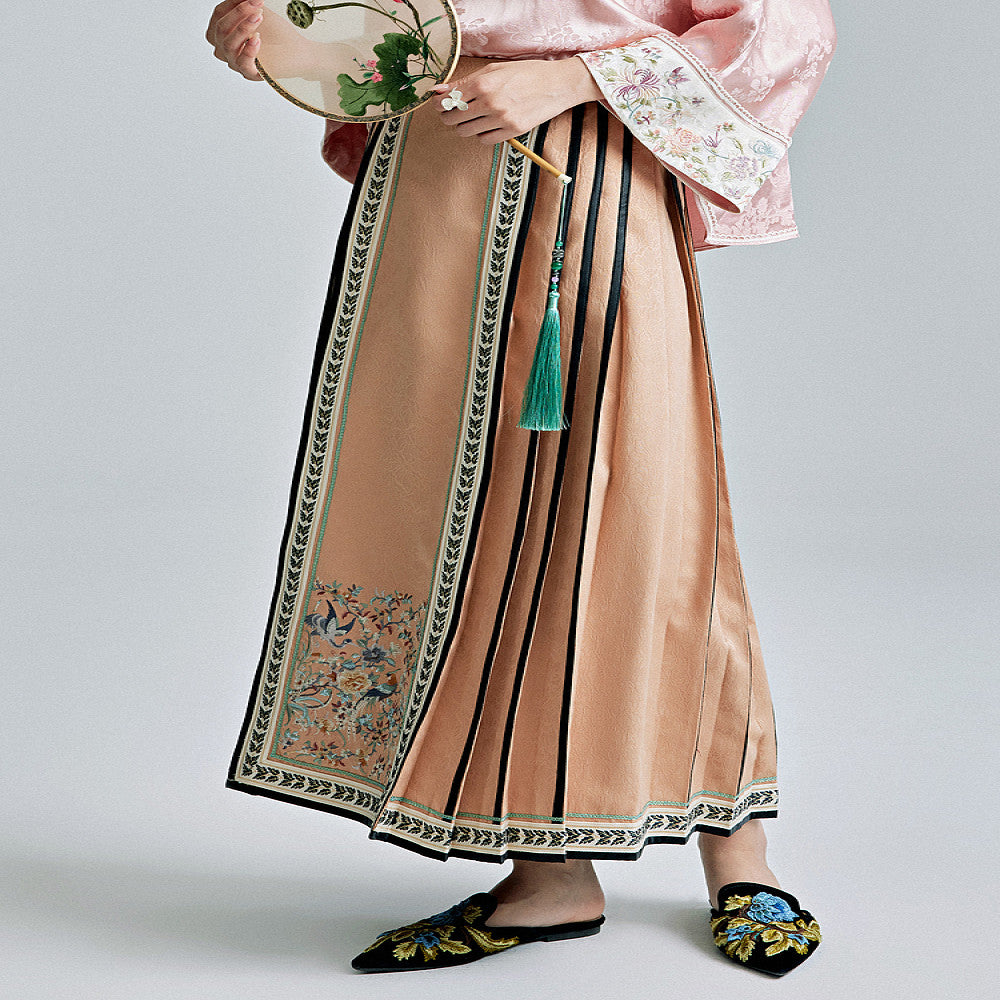Moyu 2024 Spring Summer New Chinese Style Improved Han Elements Embroidered Horse Face Skirt New Chinese Retro Half length Skirt image 1