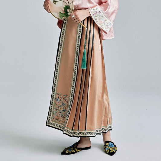 ASAYA3140 New Chinese Style Improved Han Element Embroidered Horse Face Skirt