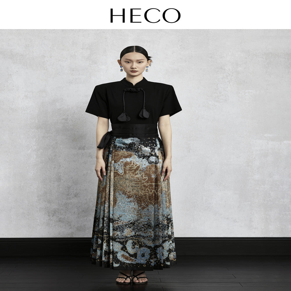 HECO Nebula Fantasy New Chinese style woven gold jacquard horse face skirt 2025 new style temperament high end half skirt image 25