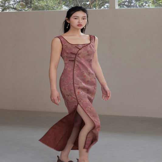 ASAYA3115 Mulberry Silk New Chinese style diagonal placket cheongsam skirt