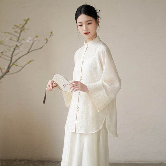 ASAYA3112 Chuchan Tang new Chinese style plate button Zen tea suit shirt