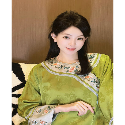 ASAYA3103 New design retro improved national style embroidered short top