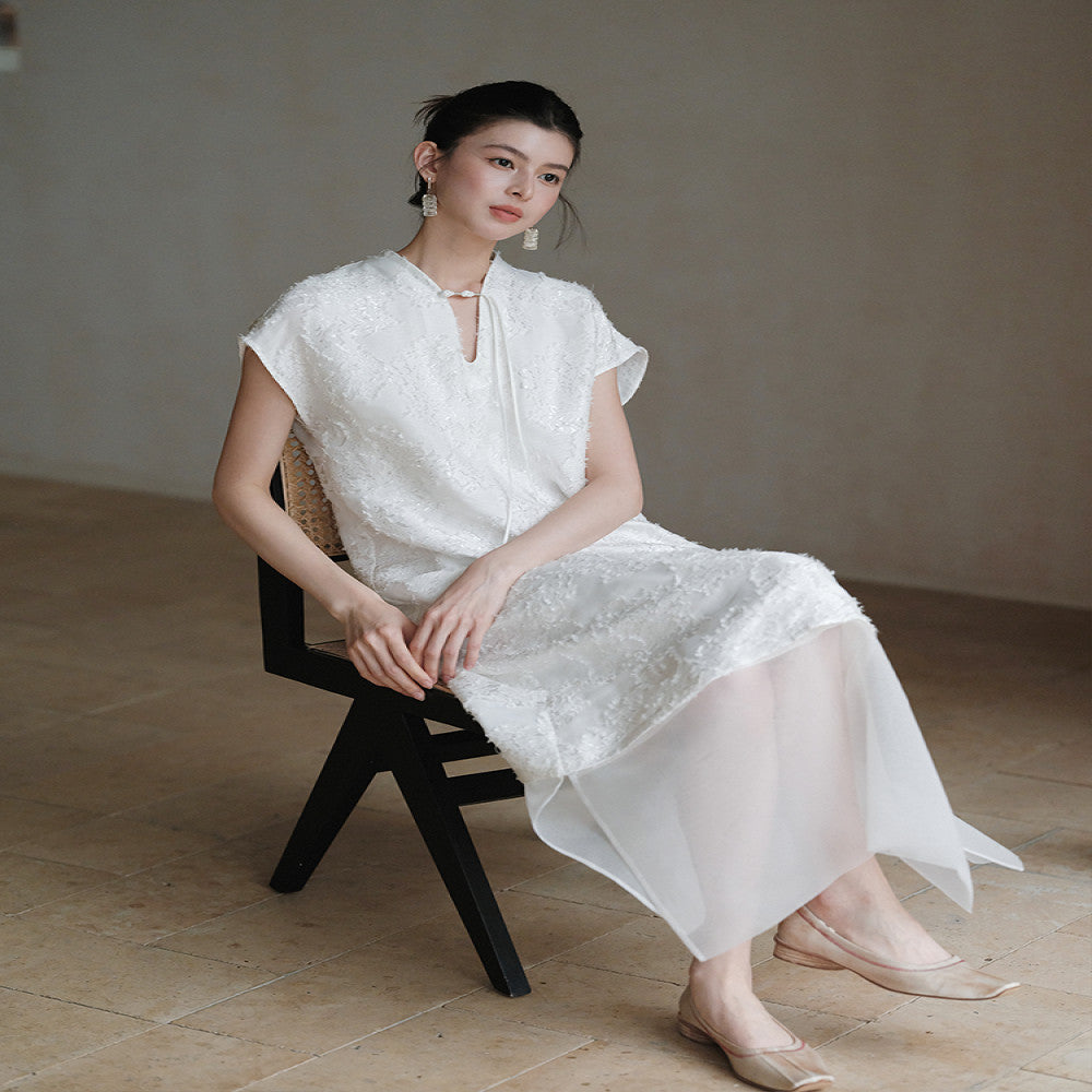 New Chinese style dress for women in the summer of 2025 with a lazy and relaxed Chinese style gentle and loose patchwork lace long skirt image 1