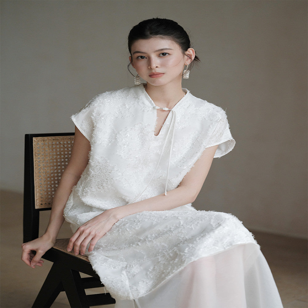 New Chinese style dress for women in the summer of 2025 with a lazy and relaxed Chinese style gentle and loose patchwork lace long skirt image 2