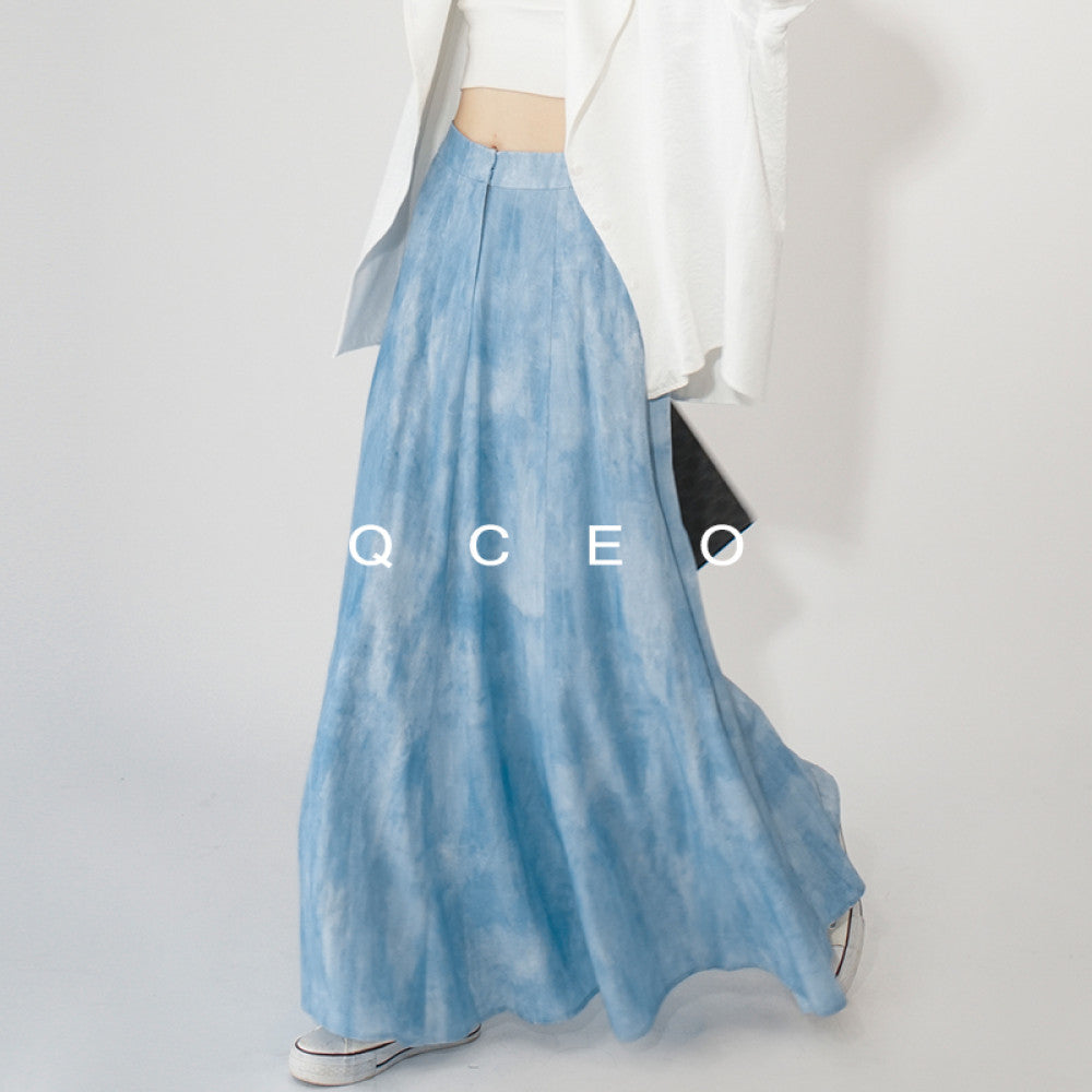 QCEO Knock Versatile Du Home Original Design High end New Chinese style Dyeing Fish Tail A line Skirt Half length Skirt Long Skirt image 7