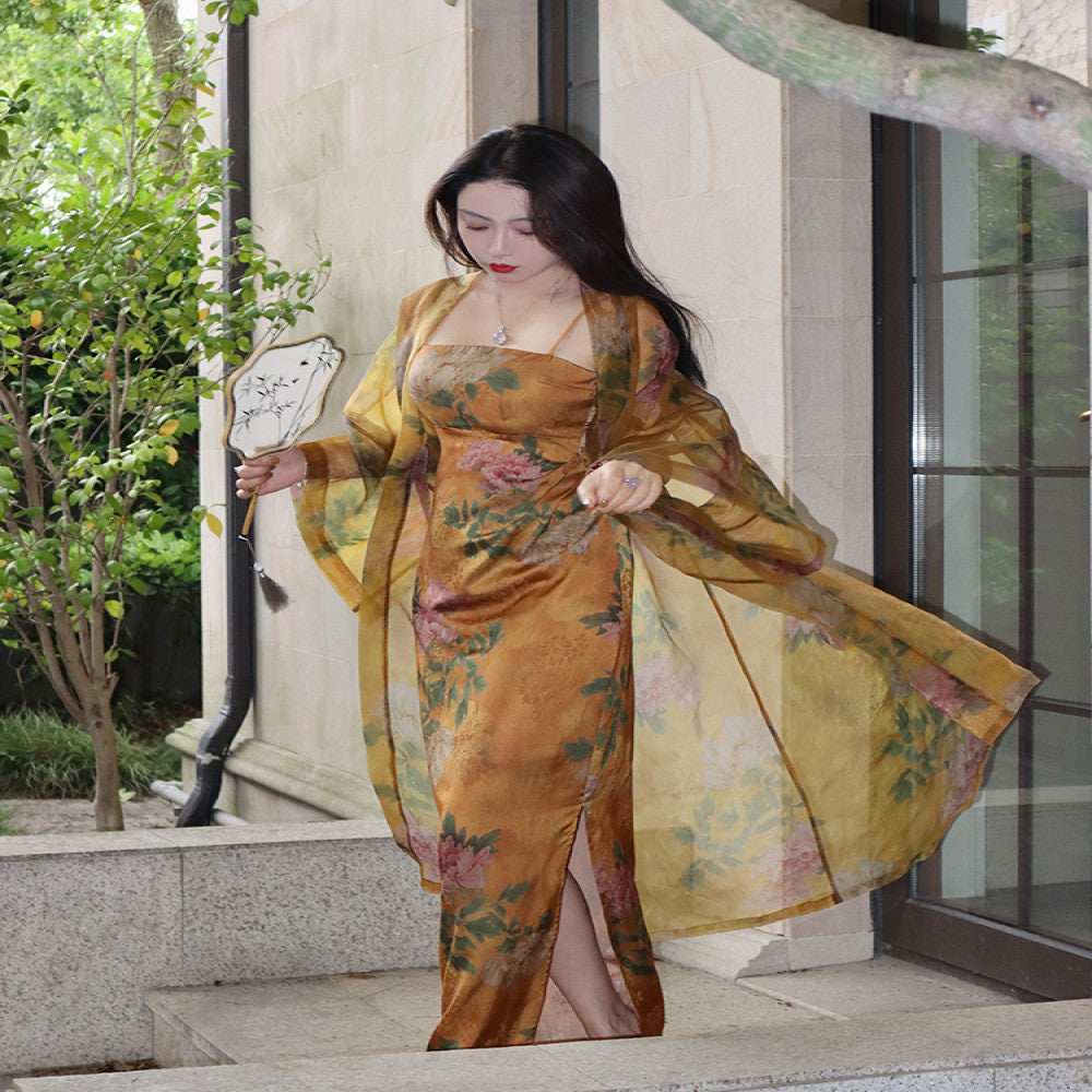 ReVe Gaoding Moon Palace Jade Furong National Style Printed Eugen Yarn Cardigan Dark Pattern Jacquard Phoenix Satin Strap image 11