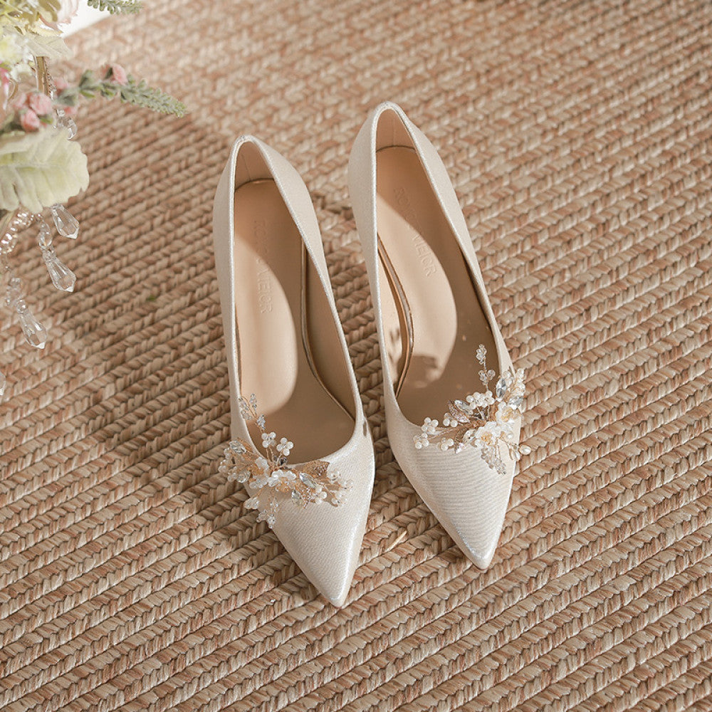 Red wedding shoes women s fashion show women s clothing two pairs of high heeled bridal shoes 2025 new pregnant women s thick heeled Chinese dress shoes image 78
