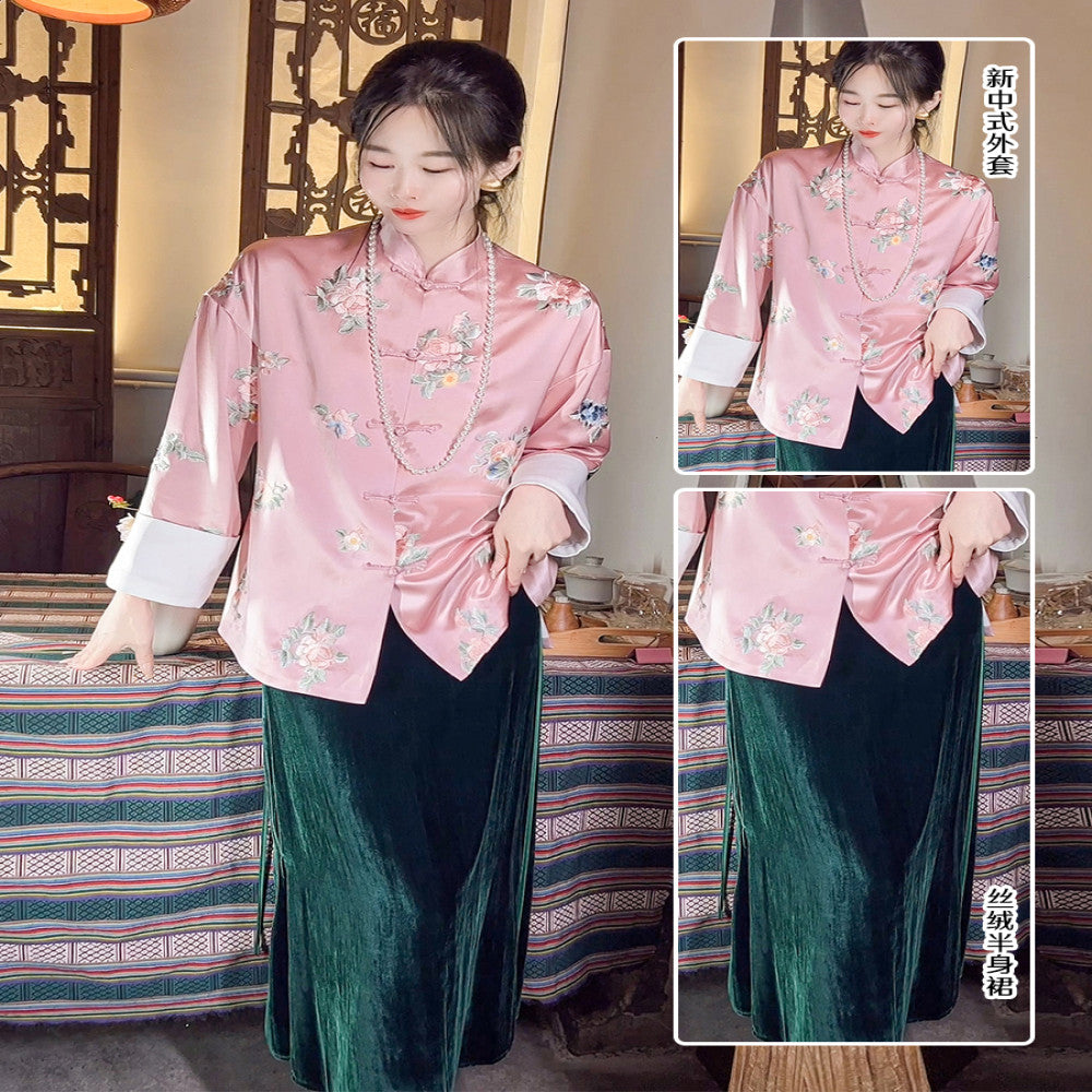 Gaoding embroidery new Chinese style women s clothing Chinese style jacket women s spring retro button small stand up collar vinegar top image 30