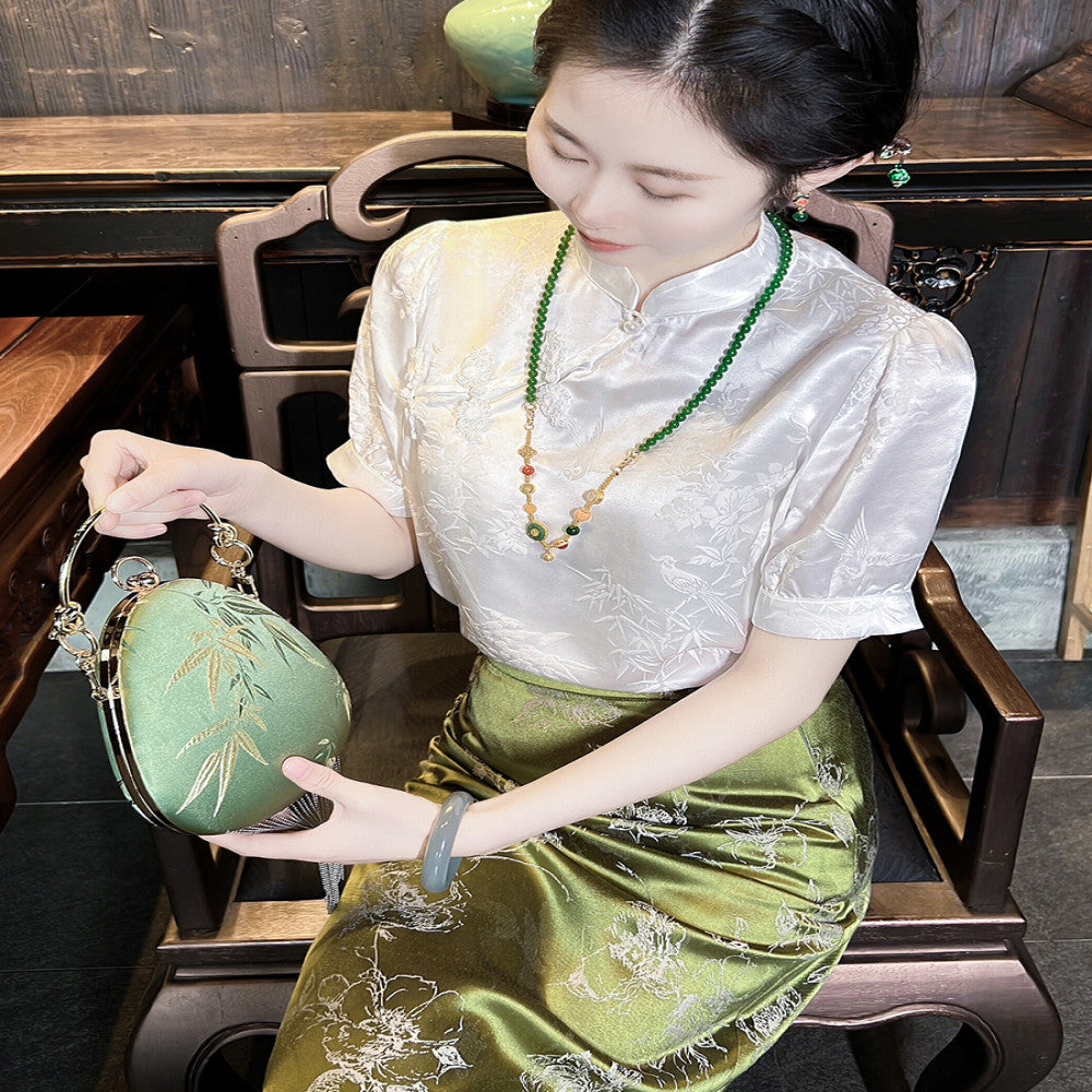 Ancient plant dyeing new Chinese style dress Chinese style half skirt for women in the spring and summer of 2025 wrapped buttocks buttoned open slit skirt image 18