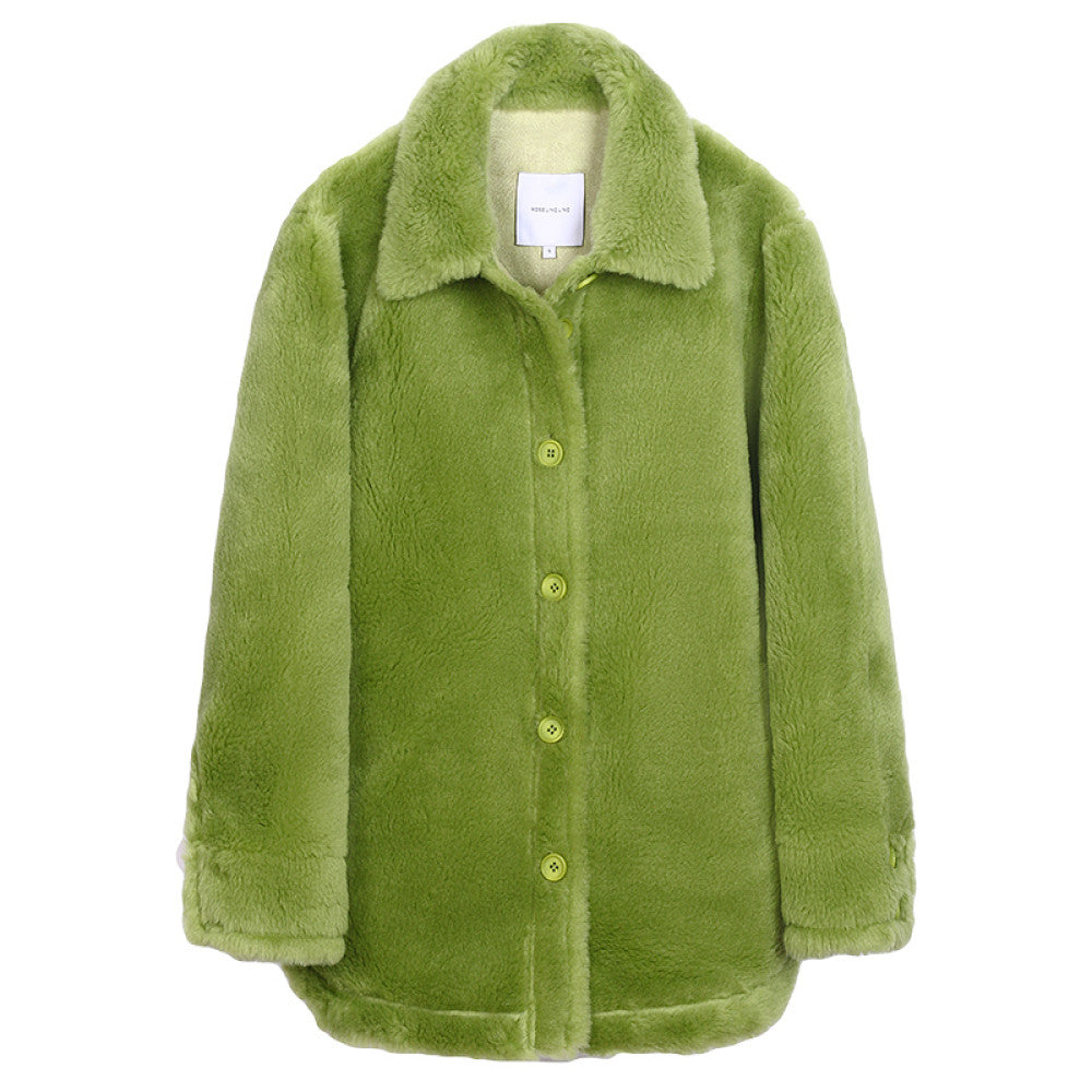 RoseLingLing Merino wool particle fleece fur integrated windproof and warm loose teddy coat jacket image 11