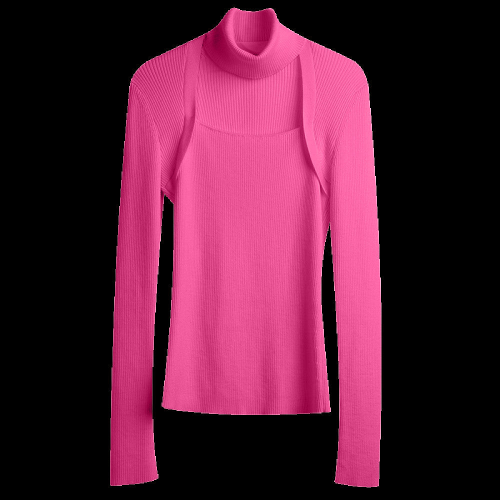 RoseLingLing machine washable wool high fashion detachable scarf slim fit and slimming knit top base sweater image 11