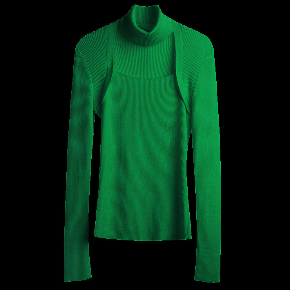 RoseLingLing machine washable wool high fashion detachable scarf slim fit and slimming knit top base sweater image 43