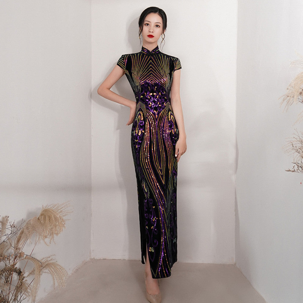Runway long style improved cheongsam new 2025 young style women s high end retro slim fit temperament high end dress image 58