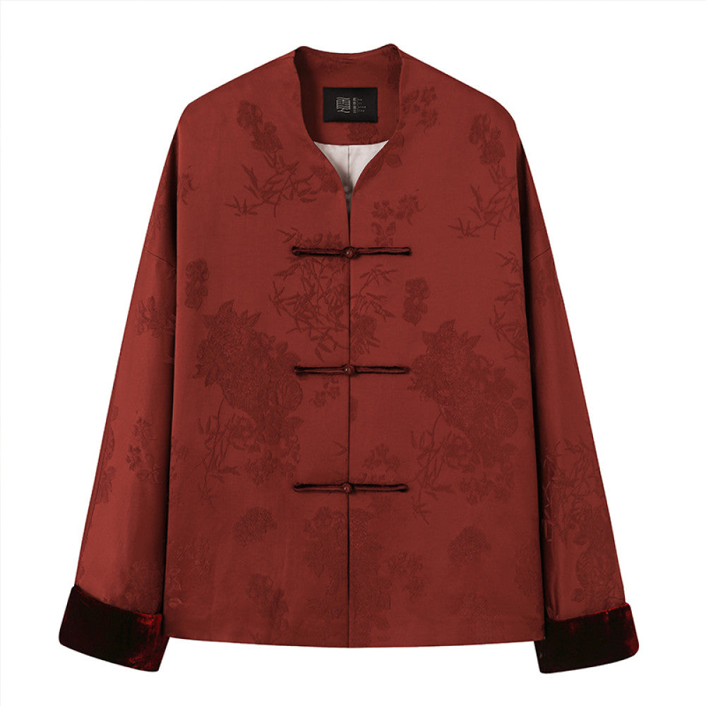 ASAYA2629 New Jacquard Disc Button Short Jacket